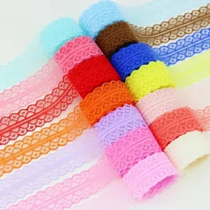 Colorful lace ribbon trim rolls for DIY craft, sewing, gift wrapping, and party decor