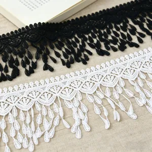 7cm schwarz weiss spitze borte band diy naehen handgemachte kleidung handwerk zubehör 0.9m