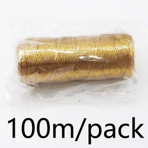 100m gold metallic thread roll for gift wrapping, holiday party decor, 1mm crafting string