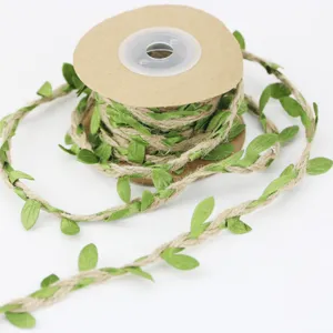 5mm artificial leaf jute twine ribbon for home gardening craft and DIY gift wrapping decoration details