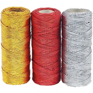 16-Strand Metallic Craft Cord 1mm 100M Spool Gold Red Silver Gift Wrapping Ribbon Party Decor