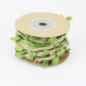 5m green leaf jute twine ribbon for home gardening craft decoration and pet climbing rope.