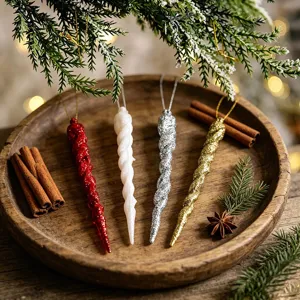 Dekorative Weihnachtsbaum Hängeanhänger Glitzer Eiszapfen Ornamente Kunststoff DIY Feiertag Party Dekor Requisiten
