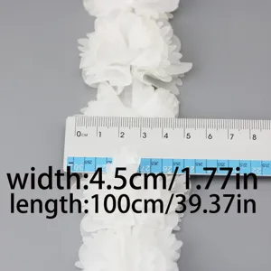 Nastro di pizzo in chiffon bianco fiore cucito fai da te 4.5cm larghezza 100cm lunghezza