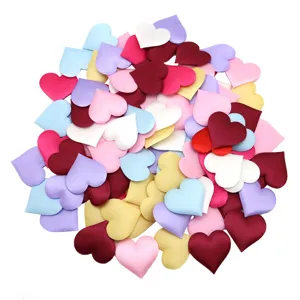 100pcs 3D Heart Petals Fabric Romantic Wedding Valentine Day Home Decor DIY Craft