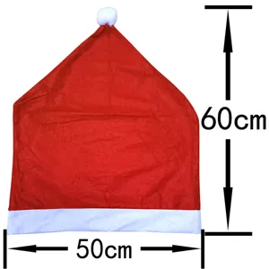 Housse de chaise chapeau de Noel tissu rouge decoration de fete 50x60cm siege salle