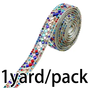 Ruban autocollant strass coloré 1.2cm de large 1 yard paquet pour loisirs créatifs et déco.