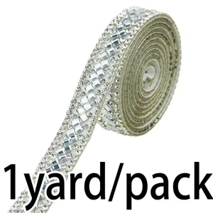 Ruban de strass autocollant paillettes cristal bordure bricolage emballage 1 yard par paquet