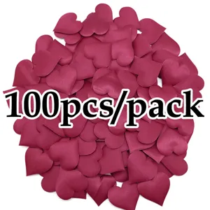 Red fabric heart petals 100pcs pack romantic wedding Valentine day decor DIY craft