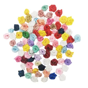 roses en ruban 1.5cm assorties fleurs en tissu colorees pour diy bouquets de mariage accessoires