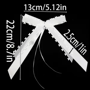 White heart lace edge ribbon bow for wedding party decor, size 13x22cm, 10pcs pack DIY.