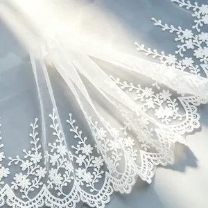 Blanc Branche de Pin Brodé Maille Dentelle Galon Ruban Pour Couture Vêtement DIY Artisanat Décoration Maison
