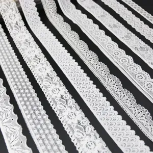5m white stretch lace trim for clothing, home sewing, garment accessories and DIY crafts.