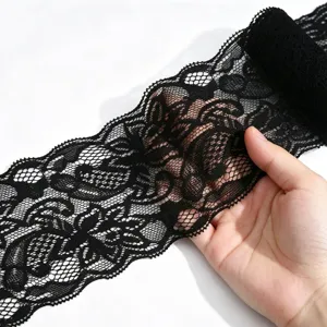 3 Meters 8cm Black Elastic Lace Trim DIY Fabric for Sewing Wedding Dresses Decor