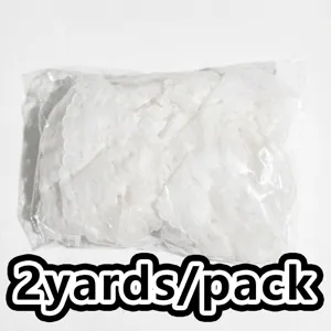 White pleated lace trim detail, 2 yards per pack for dress sewing and craft projects.
