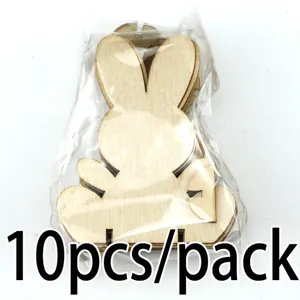 10pcs Lapin de Pâques en Bois Brut Formes à Décorer Bricolage Loisirs Créatifs Déco