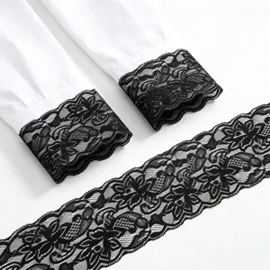 8cm elastic black lace trim detail for DIY sewing garment dress decoration 3-meter pack