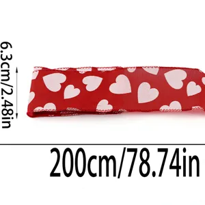 Valentine red heart printed ribbon for gift wrapping, 6.3cm width and 200cm length diy.