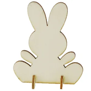 Décoration de lapin de Pâques en bois tranche artisanale DIY pour fête de vacances.