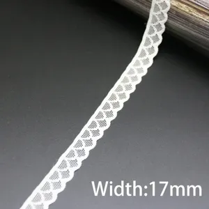 White stretch lace trim 17mm wide elastic ribbon sewing craft DIY apparel decoration accessories
