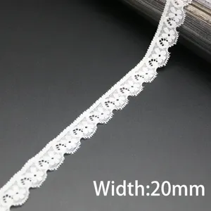 White stretch lace trim 20mm wide for sewing, garment clothing decoration and DIY handmade crafts.