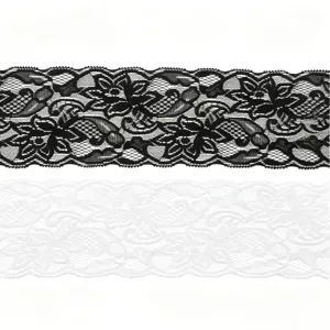 8cm elastic lace trim black white fabric sewing DIY wedding dress garment accessory