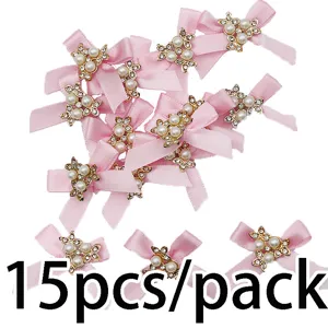 Noeud ruban rose strass perle accessoires vetement DIY decoration artisanat detail