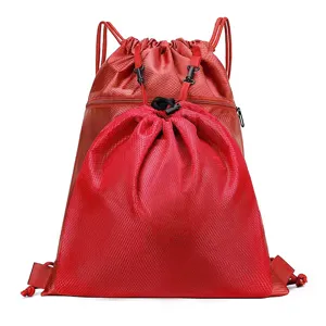 Roter Kordelzug Rucksack Sporttasche wasserdicht leicht lässig Tagesrucksack für Fitness Reisen