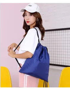 Blue waterproof oxford cloth drawstring backpack gym sack for outdoor sports travel gym bag