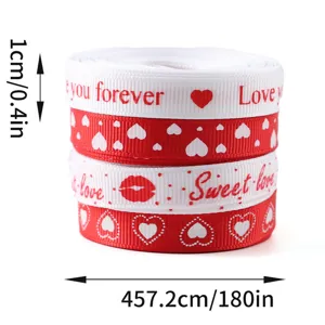 Valentijnsdag Lint Rood Wit Hartjes Liefde Spoel 1cm x 457cm Cadeauverpakking Handwerk DIY