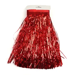Ghirlanda di frange in folio rosso tenda tinsel per decorazioni di feste, albero di natale.