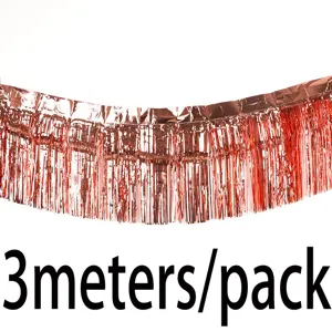 Tenda a frange in lamina oro rosa 3 metri per confezione per la decorazione di feste ed eventi.