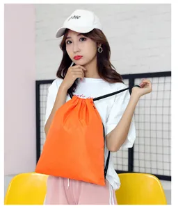Orange soccer pattern waterproof oxford cloth drawstring storage bag casual backpack