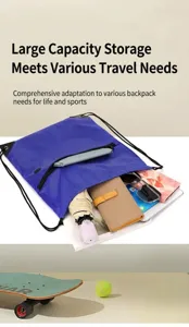 Oxford-Stoff Kordelzug Rucksack fuer Sport Fitness Outdoor Ausruestung Detailansicht.