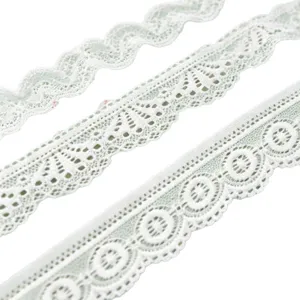 White elastic lace trim 5 meters pack, DIY sewing fabric material for clothing decoration.