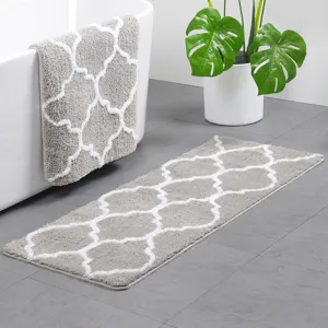 Modern Minimalist Flocked Polyester Floor Mat Absorbent Non Slip Geometric Carpet For Bathroom Kitchen Bedroom Living Room