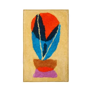 Tufted abstract design non-slip bath mat rug for living room bedroom bathroom floor decor