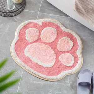 Cute cartoon cat paw tufted floor mat, soft non-slip rug for bathroom, bedroom and kids room.