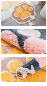 Cute animal paw tufted rug, fluffy soft non-slip floor mat for bedroom, bathroom.