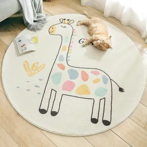 Round imitation cashmere printed non-slip carpet for living room bedroom kids room decor