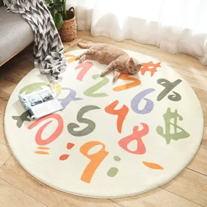Round printed carpet anti-slip floor mat for living room bedroom kids room home decor