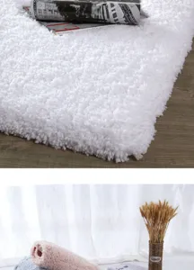 Soft fluffy bathroom floor mat absorbent shaggy rug bedroom door anti slip carpet detail