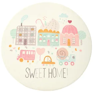 Round cute cartoon children room fluffy soft anti-slip floor rug home carpet decor