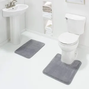 Tapis de Bain en Mousse à Mémoire de Forme Absorbant Antidérapant Tapis de Porte Uni Épais en Peluche Pour Chambre à Coucher
