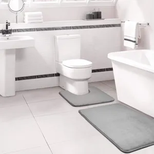 Ensemble de tapis de bain en mousse a memoire, epais et antiderapant pour la salle de bain.