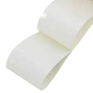 Dettaglio nastro gros grain bianco, nastro in tessuto da 5 cm primo piano per confezioni.