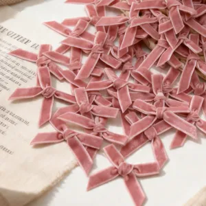 Lazos de terciopelo rosa para envolver regalos manualidades accesorios de pelo 50pz