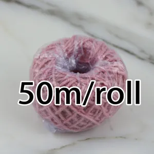 Roze jute touw rol 50m 3mm dik natuurlijke linnen koord voor handwerk kadoverpakking bloem decor