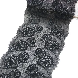 Black elastic lace trim 23cm wide for sewing dress garment craft DIY decor projects