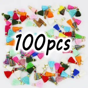 Mini tassels colorful bulk 100pcs DIY jewelry keychain phone charms decorative craft pendants